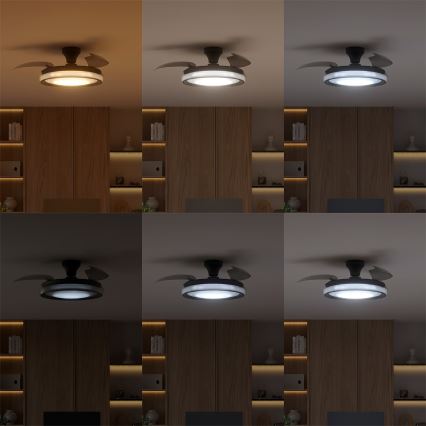 Philips - Ρυθμιζόμενο LED οροφής φωτιστικό με ανεμιστήρα BLISS LED/35W/230V μαύρο + τηλεχειριστήριο