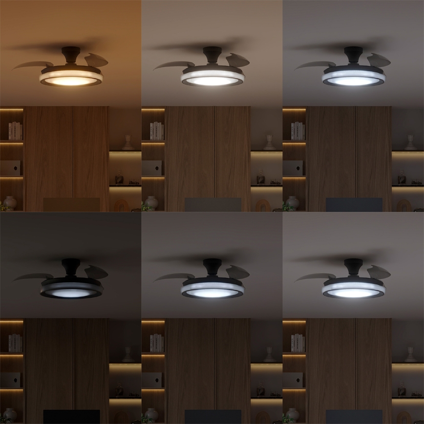 Philips - Ρυθμιζόμενο LED οροφής φωτιστικό με ανεμιστήρα BLISS LED/35W/230V μαύρο + τηλεχειριστήριο