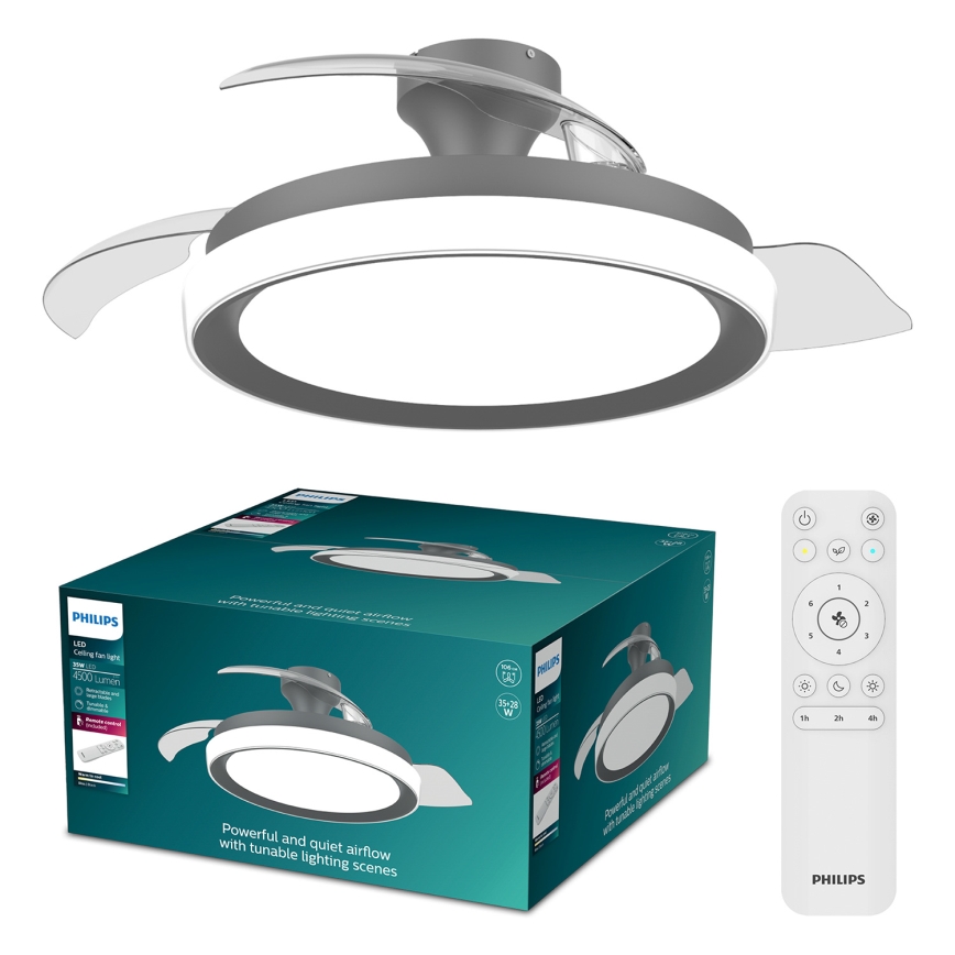Philips - Ρυθμιζόμενο LED οροφής φωτιστικό με ανεμιστήρα BLISS LED/35W/230V μαύρο + τηλεχειριστήριο