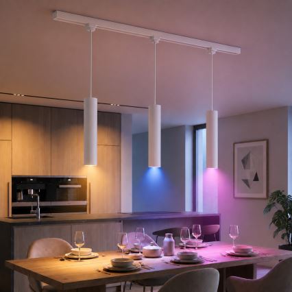 Philips - LED RGBW ρυθμιζόμενο κρεμαστό φωτιστικό σε καλώδιο για σύστημα ράγας EASYLINK HUE 3xGU10/4,7W/230V 2200-6500K 1m λευκό