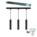 Philips - Ρυθμιζόμενο LED κρεμαστό φωτιστικό με καλώδιο για σύστημα ράγας EASYLINK 3xGU10/6,2W/230V 2200-2700K 1m μαύρο