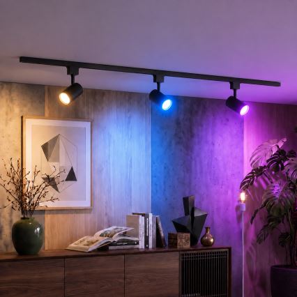 Philips - LED RGBW Ρυθμιζόμενο σποτ σε σύστημα ράγας EASYLINK HUE 3xGU10/4,7W/230V 2200-6500K 1m μαύρο