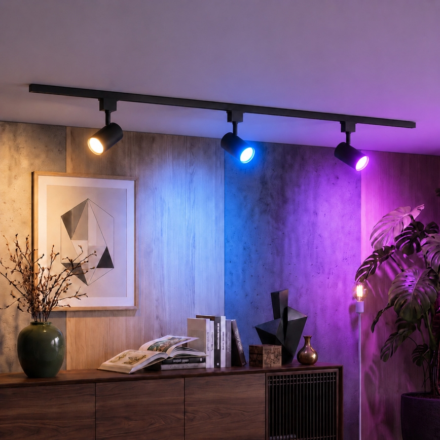 Philips - LED RGBW Ρυθμιζόμενο σποτ σε σύστημα ράγας EASYLINK HUE 3xGU10/4,7W/230V 2200-6500K 1m μαύρο