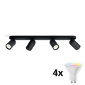 Philips - Ρυθμιζόμενο LED RGBW σποτ φωτιστικό PONGEE 4xGU10/4,8W/230V 3000K μαύρο + τηλεχειριστήριο