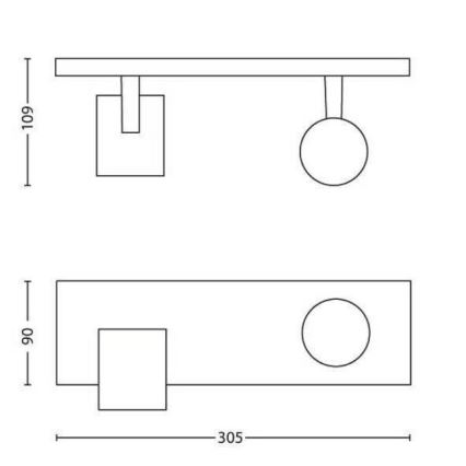 Philips - Ρυθμιζόμενο LED σποτ RGBW RUNNER 2xGU10/6,5W/230V 2700-6500K μαύρο