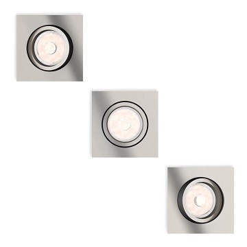 Philips - Ρυθμιζόμενο LED RGBW εντοιχισμένο φωτιστικό οροφής DONEGAL 3xGU10/4,8W/230V + τηλεχειριστήριο