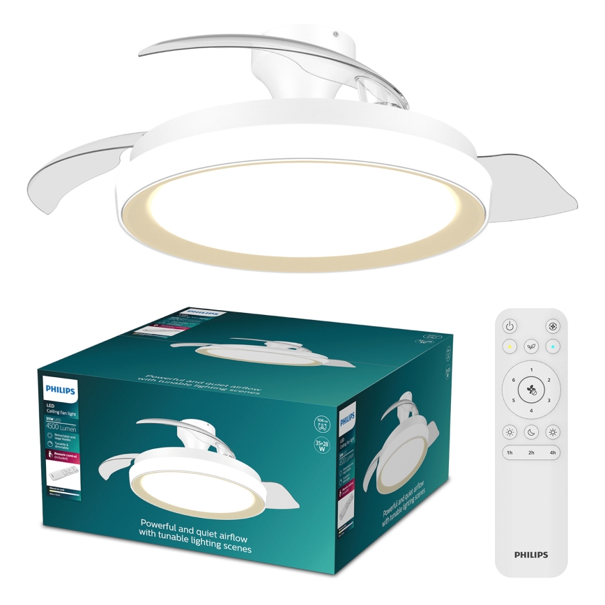 Philips - Ρυθμιζόμενο LED φωτιστικό οροφής με ανεμιστήρα BLISS LED/35W/230V σε χρυσό + τηλεχειριστήριο