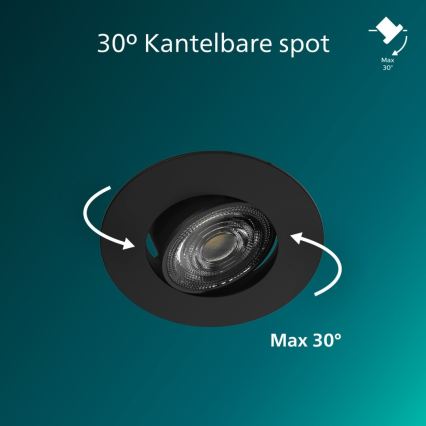 Philips - Ρυθμιζόμενο χωνευτό LED φωτιστικό CILANTRO LED/5W/230V 2700K μαύρο