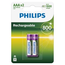 Philips R03B2A80/10 - 2 τμχ Επαναφορτιζόμενη μπαταρία AAA MULTILIFE NiMH/1,2V/800 mAh