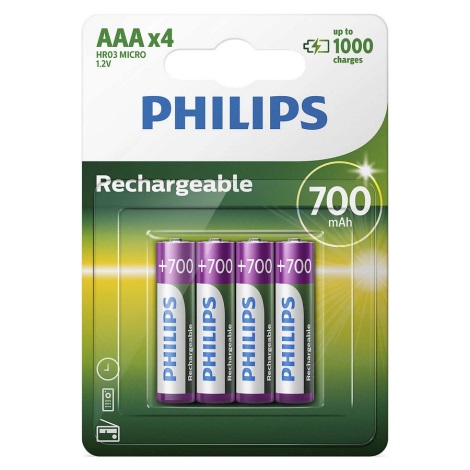 Philips R03B4A70/10 - 4 τμχ Επαναφορτιζόμενη μπαταρία AAA MULTILIFE NiMH/1,2V/700 mAh