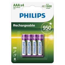Philips R03B4A95/10 - 4 τμχ Επαναφορτιζόμενη μπαταρία AAA MULTILIFE NiMH/1,2V/950 mAh