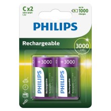 Philips R14B2A300/10 - 2 τμχ Επαναφορτιζόμενη μπαταρία C MULTILIFE NiMH/1,2V/3000 mAh