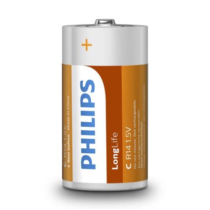Philips R14L2B/10 - 2 τμχ Μπαταρία χλωριούχου ψευδαργύρου C LONGLIFE 1,5V 2800mAh