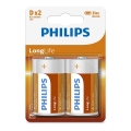 Philips R20L2B/10 - 2 τεμ. Μπαταρία ψευδαργύρου-χλωριδίου D LONGLIFE 1,5V 5000mAh