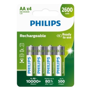 Philips R6B4B260/10 - 4 τμχ Επαναφορτιζόμενη μπαταρία AA NiMH/1,2V/2600 mAh
