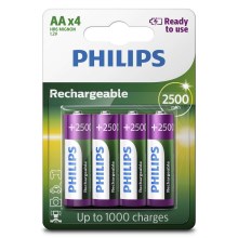 Philips R6B4RTU25/10 - 4 τμχ Επαναφορτιζόμενη μπαταρία AA MULTILIFE NiMH/1,2V/2500 mAh