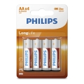 Philips R6L4B/10 - Σετ 4 τεμαχίων Μπαταρίες ψευδαργύρου-χλωριδίου AA LONGLIFE 1,5V 900mAh
