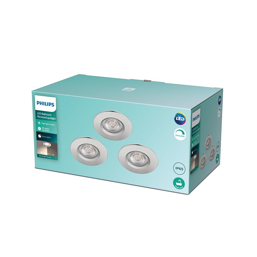 Philips - SET 3x  Φωτιστικό μπάνιου LED DIVE LED/5W/230V IP65