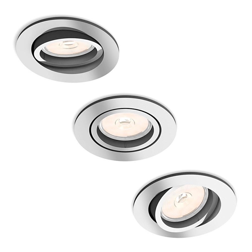 Philips - SET 3x Χωνευτό φωτιστικό 1xGU10/5,5W/230V γυαλιστερό χρώμιο