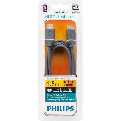 Philips SWV4432S/10 - Καλώδιο HDMI Ethernet, υποδοχή HDMI 1.4 A 1,5m γκρι