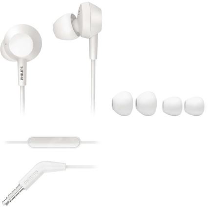 Philips TAE4105WT/00 - Earphones με μικρόφωνο JACK 3,5 mm λευκό