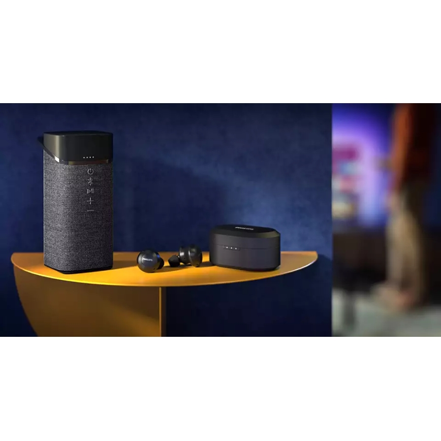 Philips TAT8505BK/00 - Ασύρματα ακουστικά IPX4 2x 55 mAh + 560 mAh μαύρο