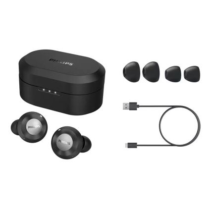 Philips TAT8505BK/00 - Ασύρματα ακουστικά IPX4 2x 55 mAh + 560 mAh μαύρο