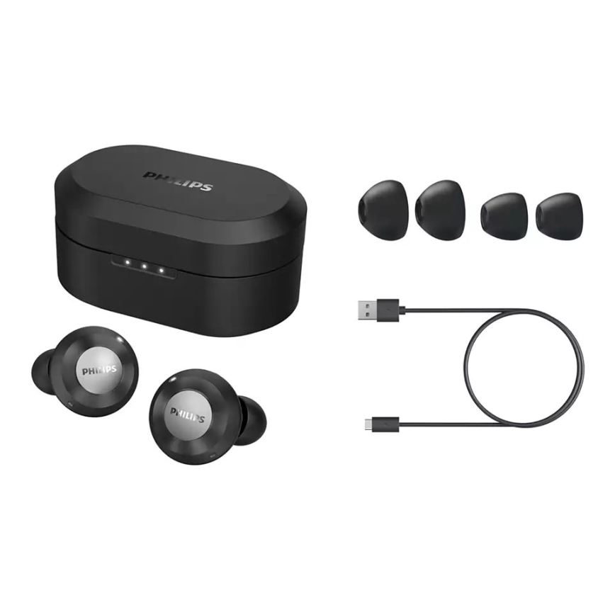 Philips TAT8505BK/00 - Ασύρματα ακουστικά IPX4 2x 55 mAh + 560 mAh μαύρο