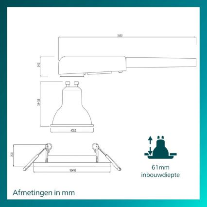 Philips - Εντοιχισμένο φωτιστικό PERIDOT 1xGU10/7W/230V μαύρο