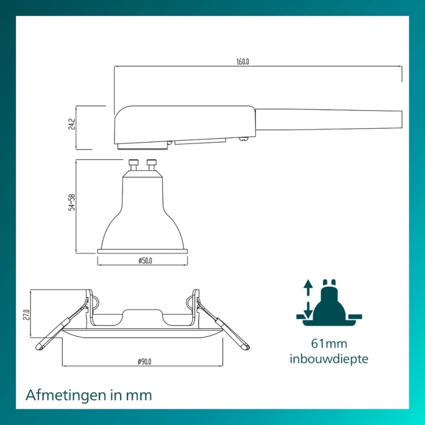 Philips - Εντοιχισμένο φωτιστικό οροφής PERIDOT 1xGU10/7W/230V λευκό