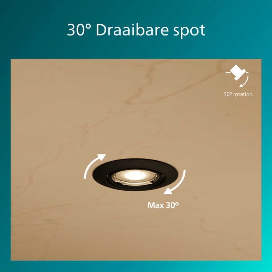 Philips - Εντοιχισμένο φωτιστικό οροφής PERIDOT 1xGU10/7W/230V μαύρο