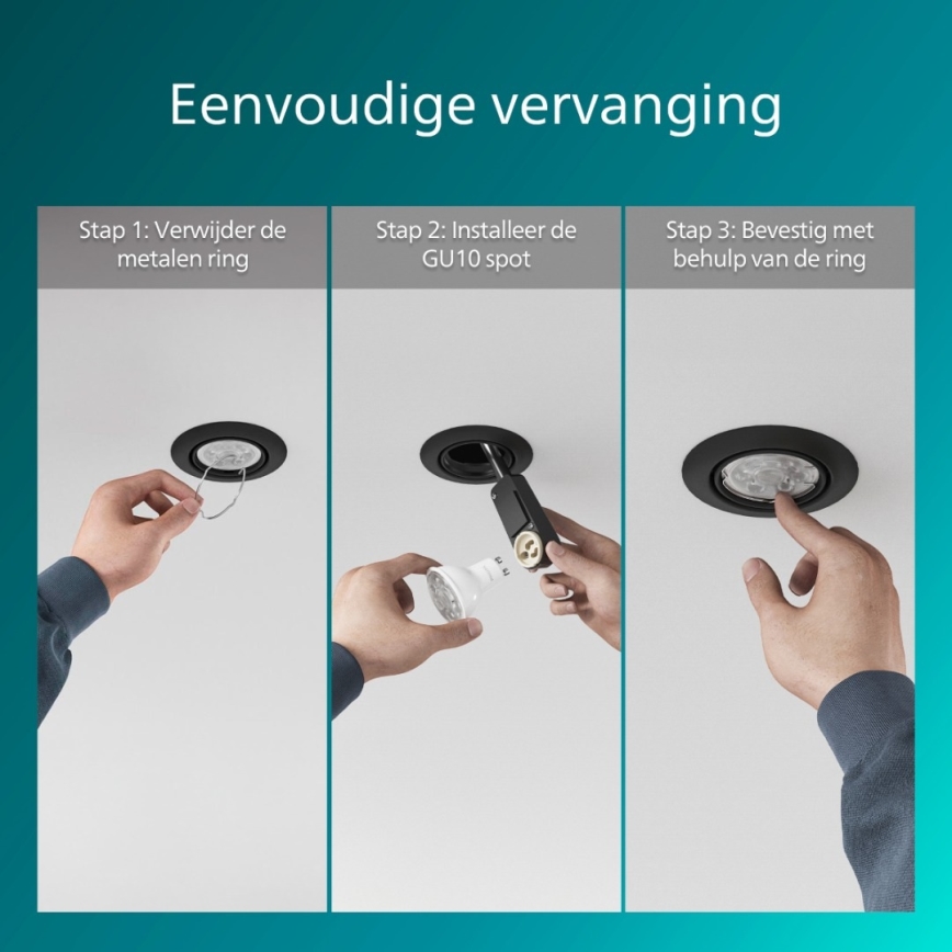 Philips - Εντοιχισμένο φωτιστικό οροφής PERIDOT 1xGU10/7W/230V μαύρο