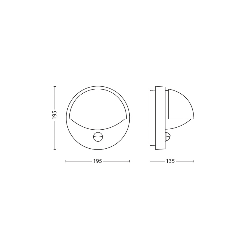 Philips - Εξωτερικό επιτοίχιο φωτιστικό με αισθητήρα JUNE 1xE27/12W/230V IP44
