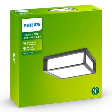 Philips - Εξωτερικό φωτιστικό οροφής SKIES 2xE27/14W/230V IP44 ανθρακί