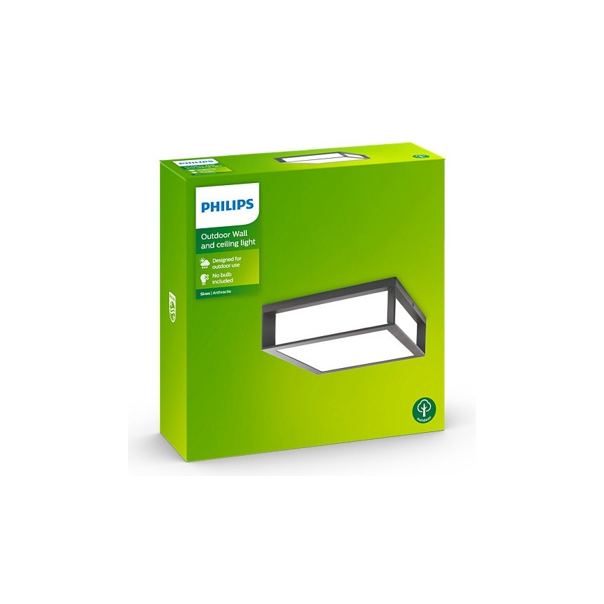 Philips - Εξωτερικό φωτιστικό οροφής SKIES 2xE27/14W/230V IP44 ανθρακί