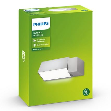 Philips - Εξωτερικό φωτιστικό τοίχου BORDER 1xE27/23W/230V IP44 γκρι