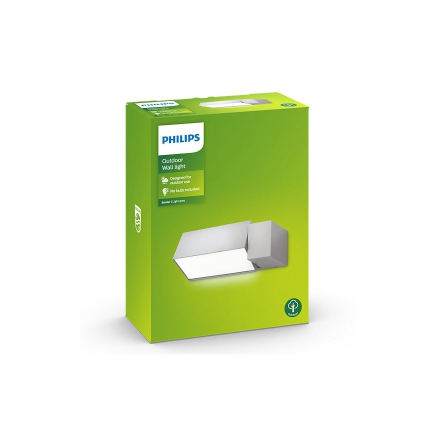 Philips - Εξωτερικό φωτιστικό τοίχου BORDER 1xE27/23W/230V IP44 γκρι