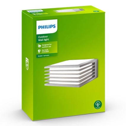 Philips - Εξωτερικό φωτιστικό τοίχου SHADES 1xE27/15W/230V IP44 γκρι