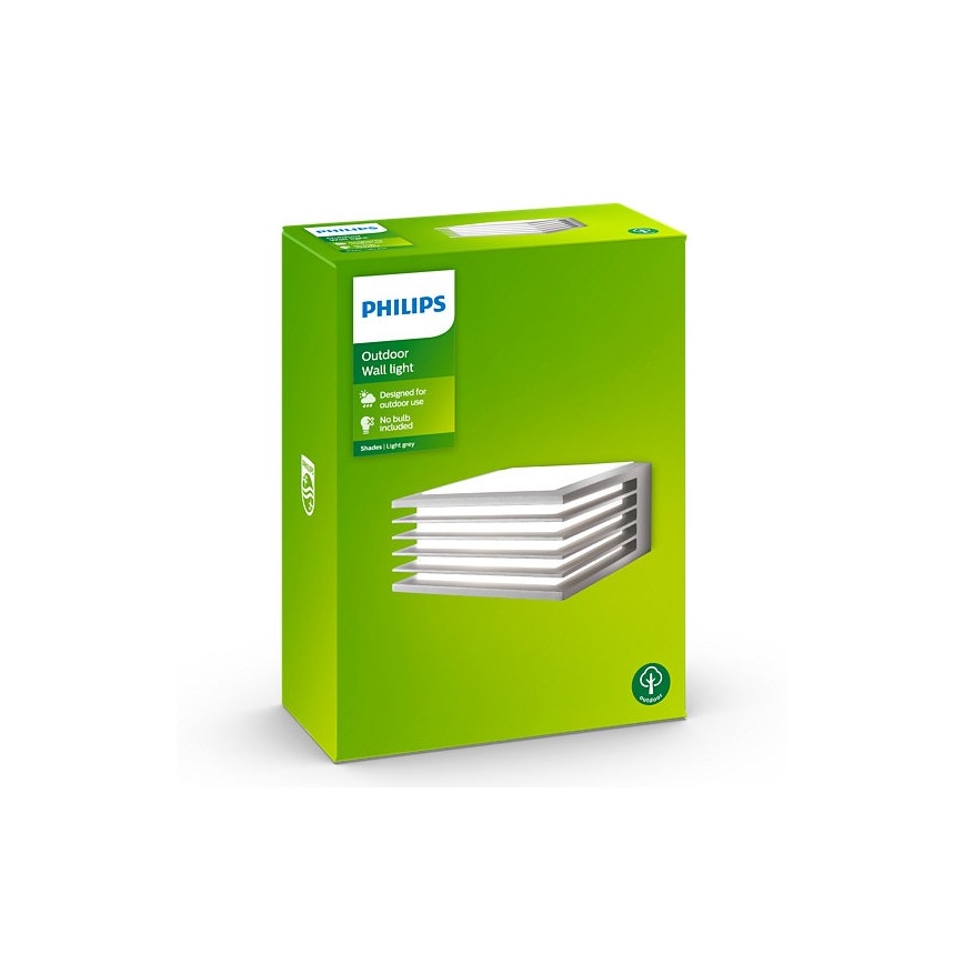 Philips - Εξωτερικό φωτιστικό τοίχου SHADES 1xE27/15W/230V IP44 γκρι
