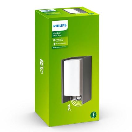 Philips - Εξωτερικό φωτιστικό τοίχου με αισθητήρα BRIDGE 1xE27/15W/230V IP44