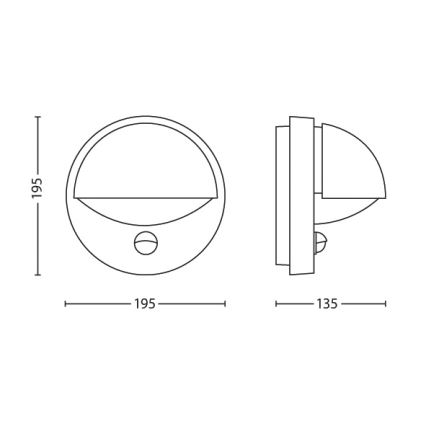 Philips - Εξωτερικό επιτοίχιο φωτιστικό με αισθητήρα JUNE 1xE27/12W/230V IP44