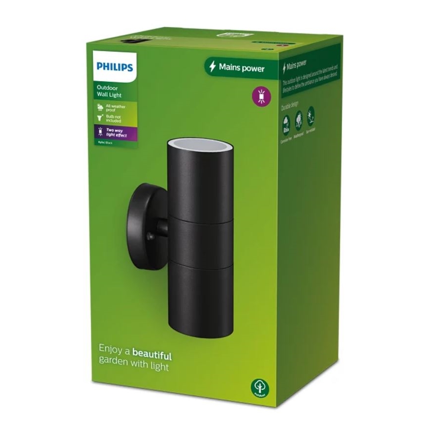 Philips - Επιτοίχιο φωτιστικό εξωτερικού χώρου KYLIS 2xGU10/25W/230V IP44
