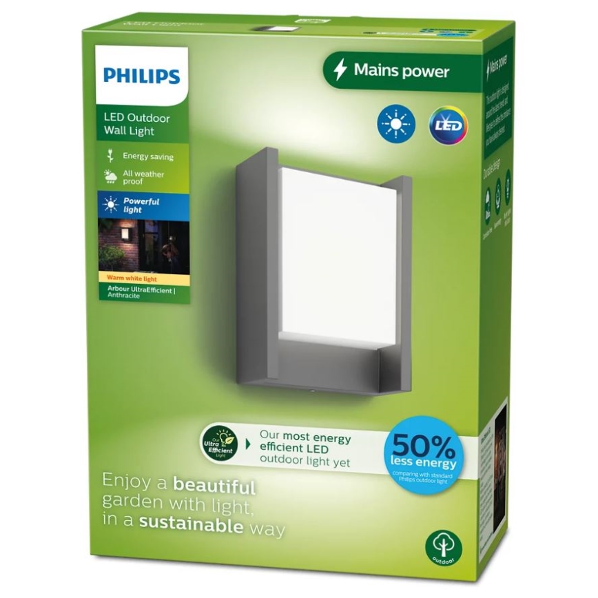 Philips - Επιτοίχιο φωτιστικό εξωτερικού χώρου LED ARBOUR LED/3,8W/230V 2700K IP44