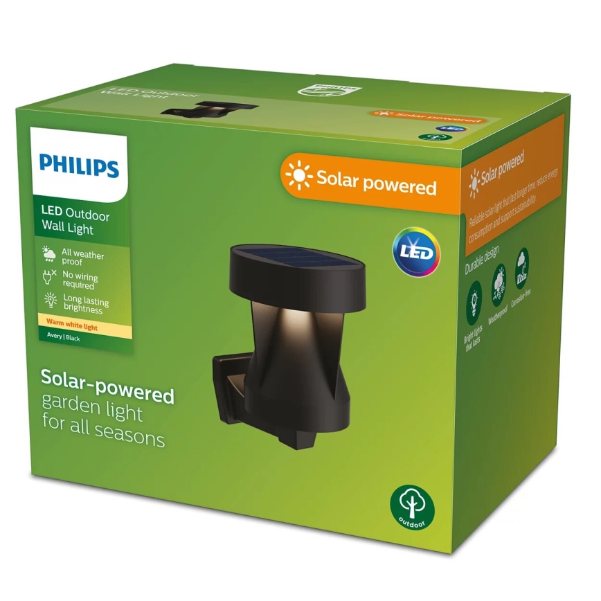 Philips - Ηλιακό φωτιστικό τοίχου LED AVERY LED/1,8W/3,7V 2700K IP44