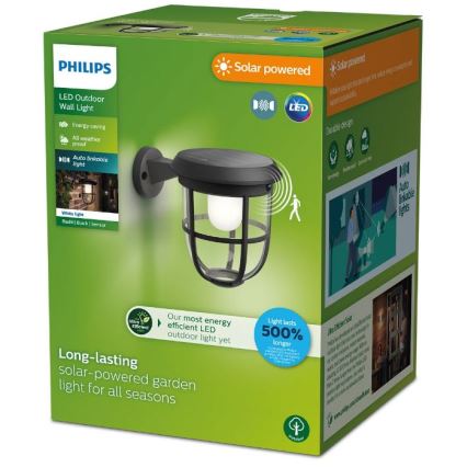 Philips - Ηλιακό φωτιστικό τοίχου LED με αισθητήρα RADII LED/1,3W/3,7V 3000K IP44