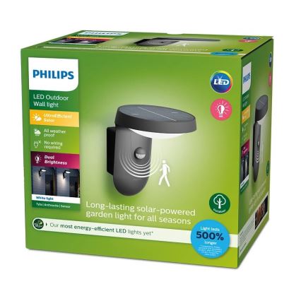 Philips - Ηλιακό φωτιστικό τοίχου LED με αισθητήρα LED/1,2W/4V 3000K IP44