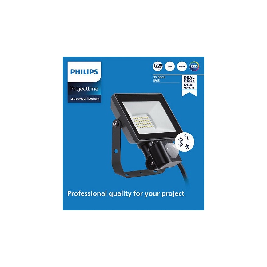 Philips - Προβολέας LED εξωτερικού χώρου με αισθητήρα PROJECTLINE LED/20W/230V IP65 3000K