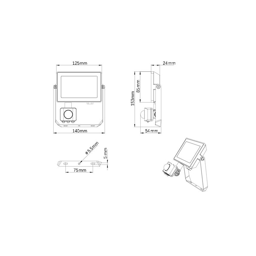 Philips - Προβολέας LED εξωτερικού χώρου με αισθητήρα PROJECTLINE LED/20W/230V IP65 3000K