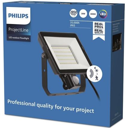 Philips - Προβολέας LED εξωτερικού χώρου με αισθητήρα PROJECTLINE LED/30W/230V IP65 4000K