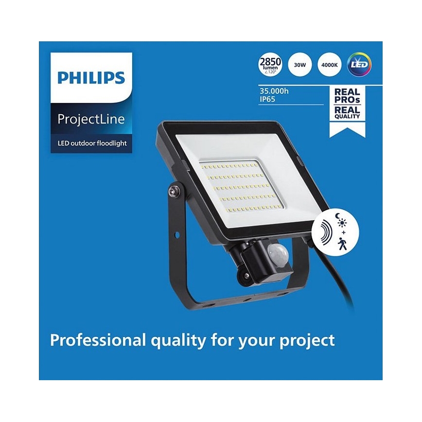 Philips - Προβολέας LED εξωτερικού χώρου με αισθητήρα PROJECTLINE LED/30W/230V IP65 4000K